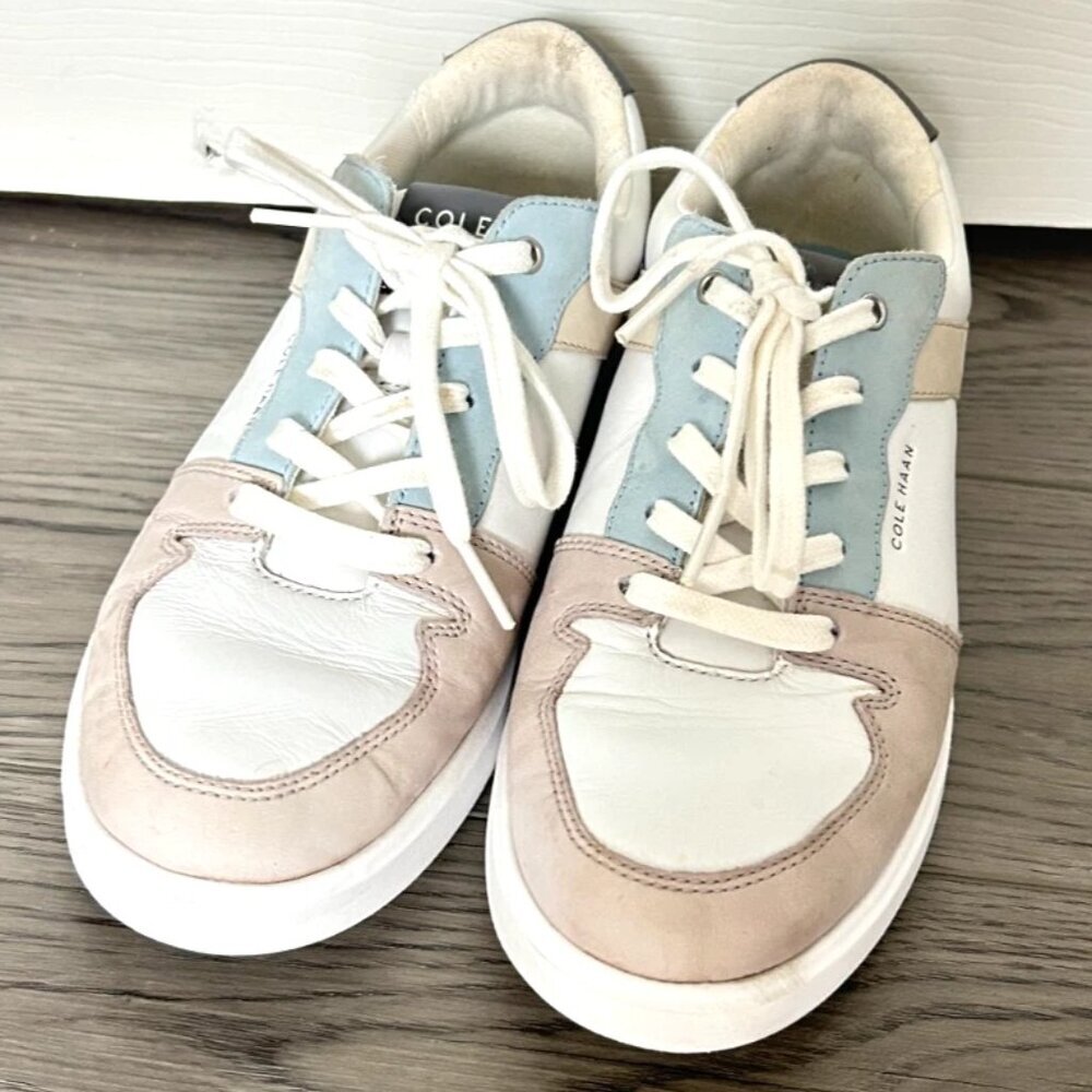 Cole Haan Grand Crosscourt Women’s Sneakers 6.5 B White Blue Leather Shoes